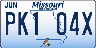 MO license plate PK1O4X