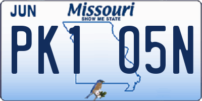 MO license plate PK1O5N