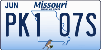 MO license plate PK1O7S