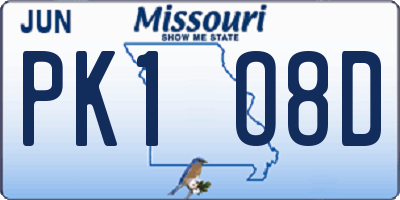 MO license plate PK1O8D