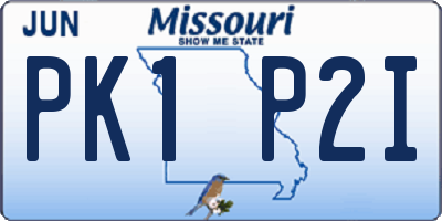 MO license plate PK1P2I