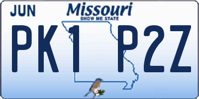 MO license plate PK1P2Z