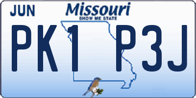 MO license plate PK1P3J