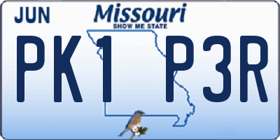 MO license plate PK1P3R