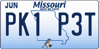 MO license plate PK1P3T