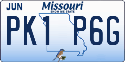 MO license plate PK1P6G
