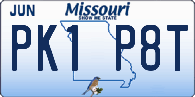 MO license plate PK1P8T