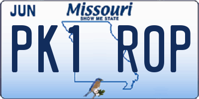 MO license plate PK1R0P