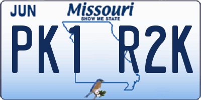 MO license plate PK1R2K