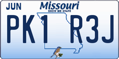 MO license plate PK1R3J