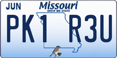 MO license plate PK1R3U