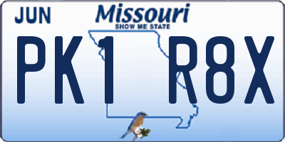 MO license plate PK1R8X