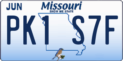MO license plate PK1S7F