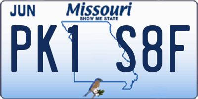 MO license plate PK1S8F