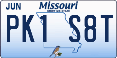 MO license plate PK1S8T