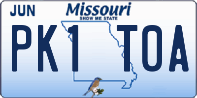 MO license plate PK1T0A