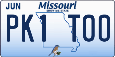 MO license plate PK1T0O