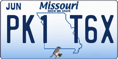 MO license plate PK1T6X