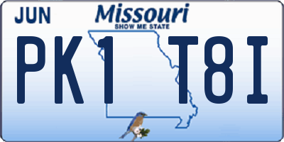 MO license plate PK1T8I