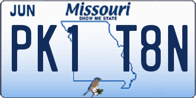MO license plate PK1T8N