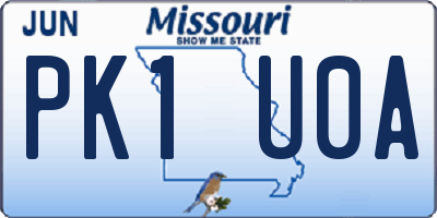 MO license plate PK1U0A