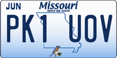 MO license plate PK1U0V