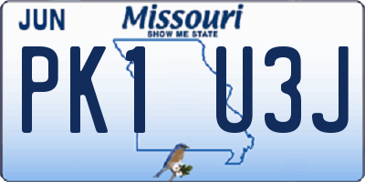 MO license plate PK1U3J