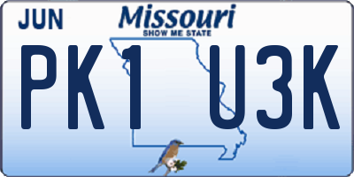 MO license plate PK1U3K