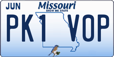 MO license plate PK1V0P