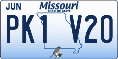 MO license plate PK1V2O