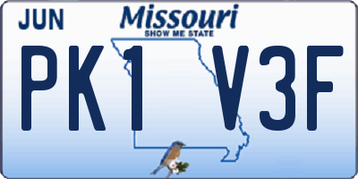 MO license plate PK1V3F