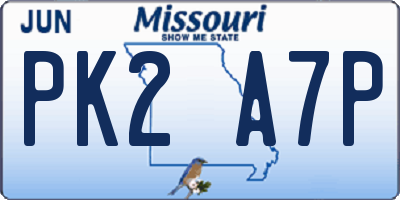 MO license plate PK2A7P