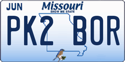 MO license plate PK2B0R