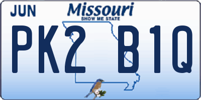 MO license plate PK2B1Q