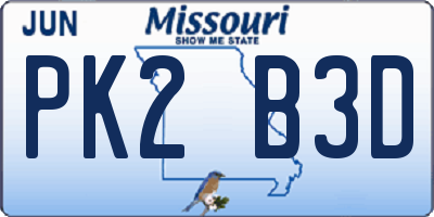 MO license plate PK2B3D