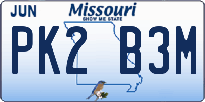 MO license plate PK2B3M