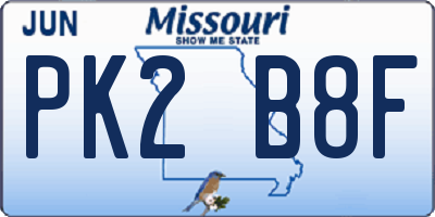 MO license plate PK2B8F