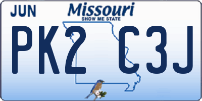 MO license plate PK2C3J