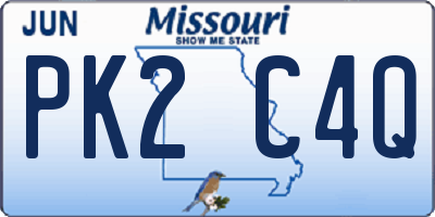 MO license plate PK2C4Q