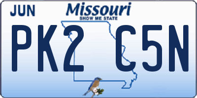 MO license plate PK2C5N