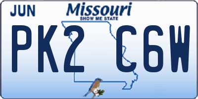 MO license plate PK2C6W
