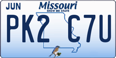 MO license plate PK2C7U