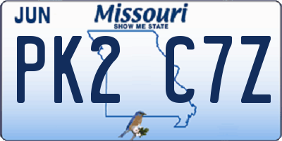 MO license plate PK2C7Z