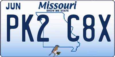 MO license plate PK2C8X