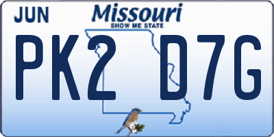 MO license plate PK2D7G