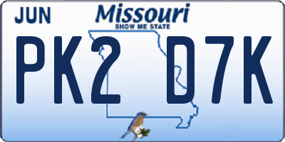 MO license plate PK2D7K