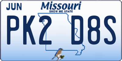 MO license plate PK2D8S