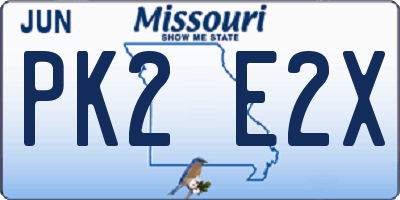 MO license plate PK2E2X