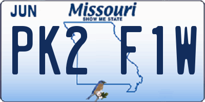 MO license plate PK2F1W