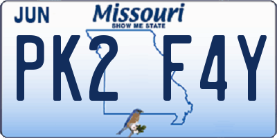 MO license plate PK2F4Y